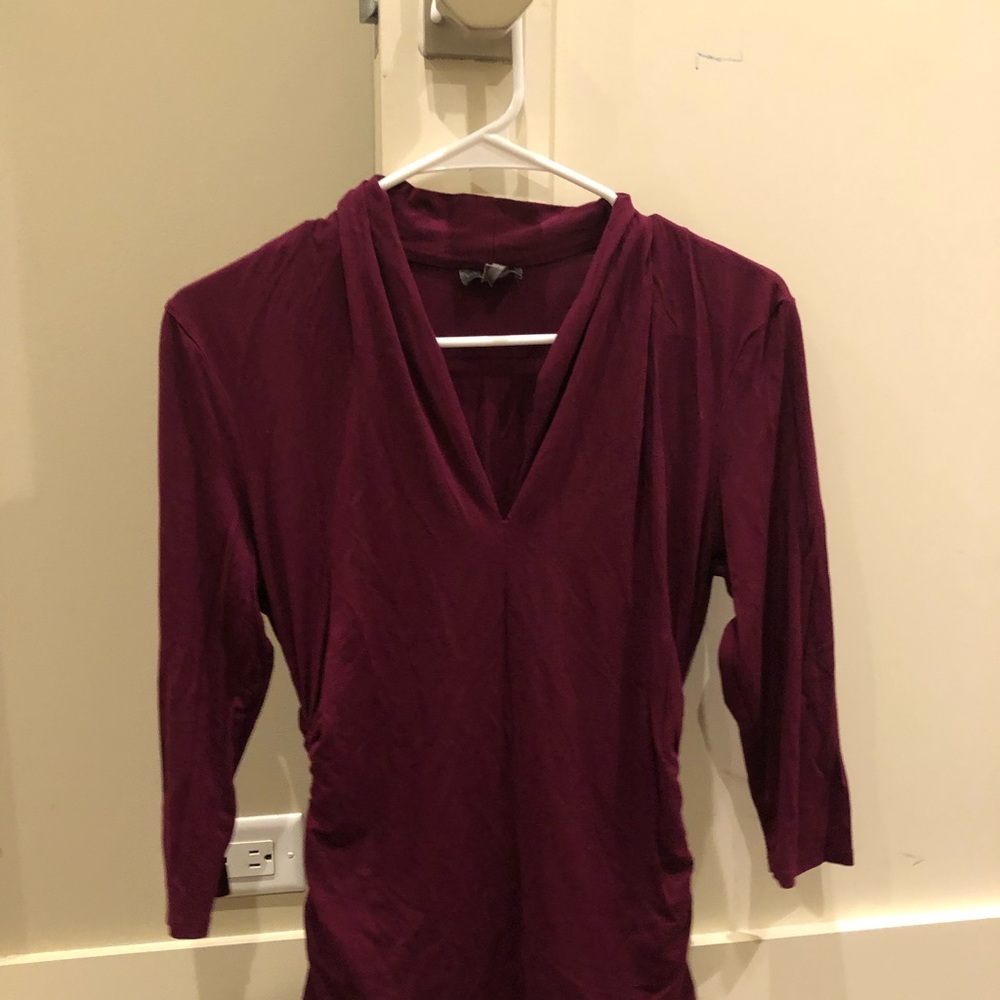 Vince Camuto Mauve V-Neck Ruched Top